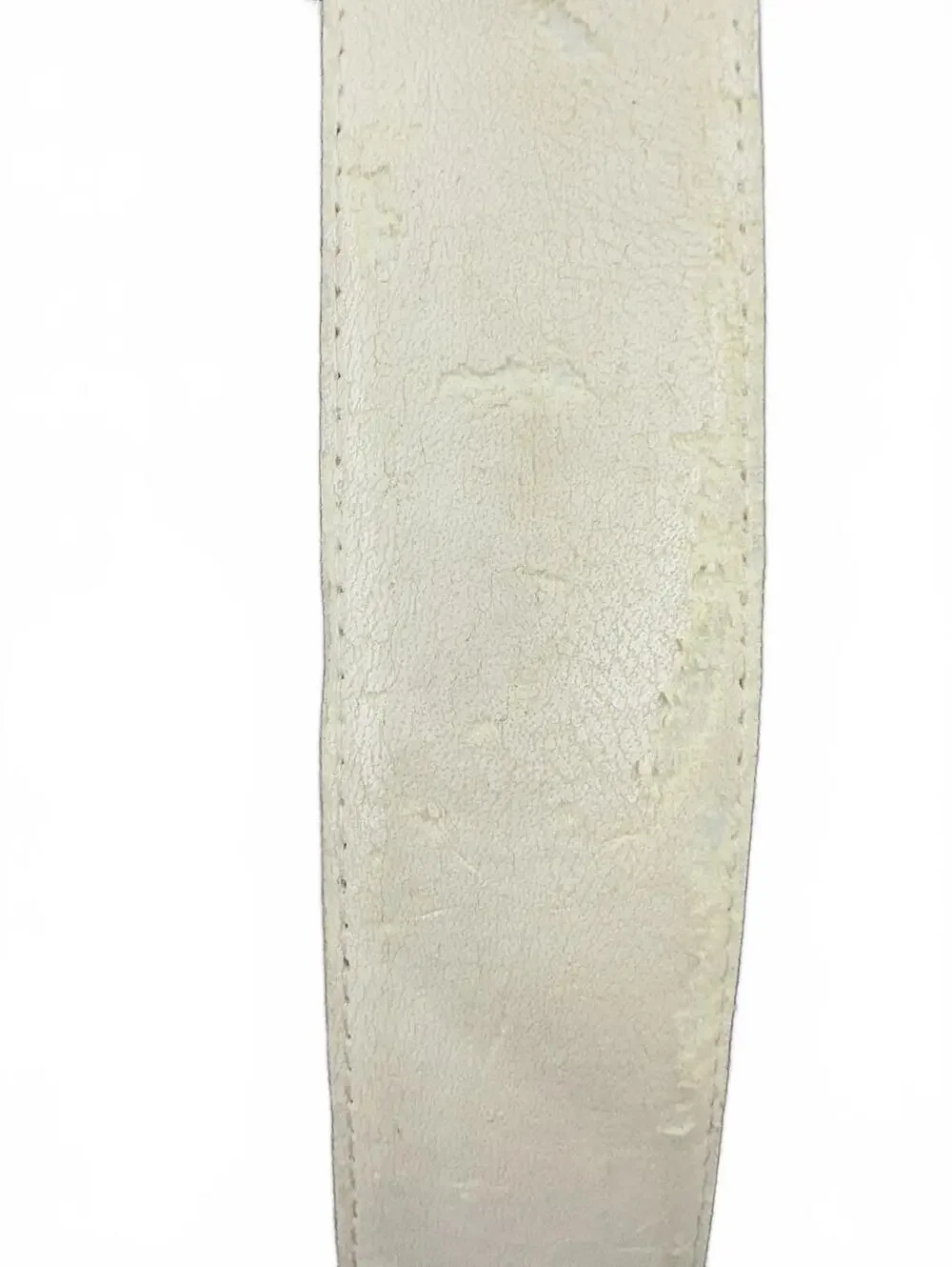 White Faux Leather Belt with Silver Buckle
